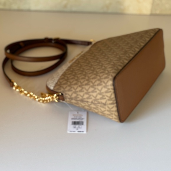 Michael Kors Jet Set Travel Dome Brown Crossbody Bag + Wallet Set - Picture 8 of 15